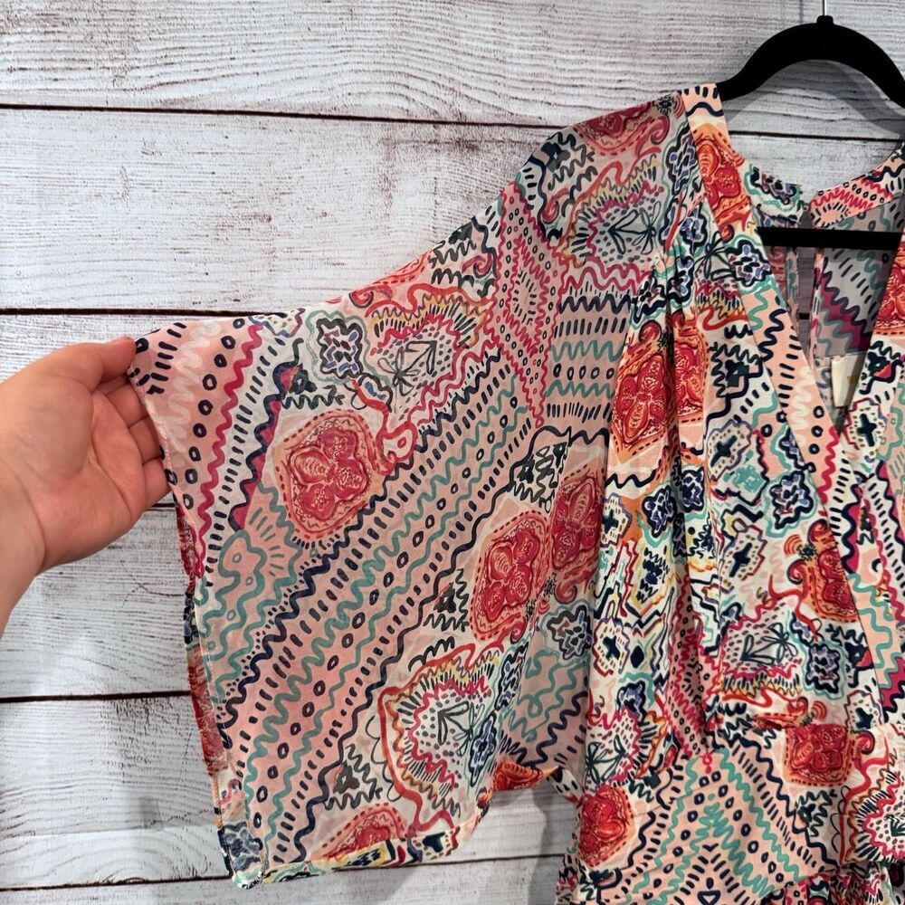 Anthropologie Maeve Siya Kimono Mini Dress Size 4 Multicolored Floral - Picture 4 of 15